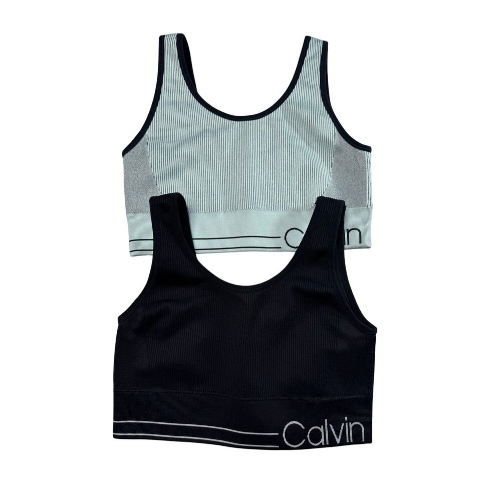 Calvin Klein Black & Light Gray Ribbed Sports Bralette Duo